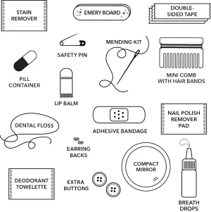 Pinch Provisions Bronze Puffer Minimergency Kit, Includes 17 Travel-Sized Cosmetic Essentials, Convenient for Purses, Emergency Beauty Accessories, Gifts for Holiday’s & Birthday’s