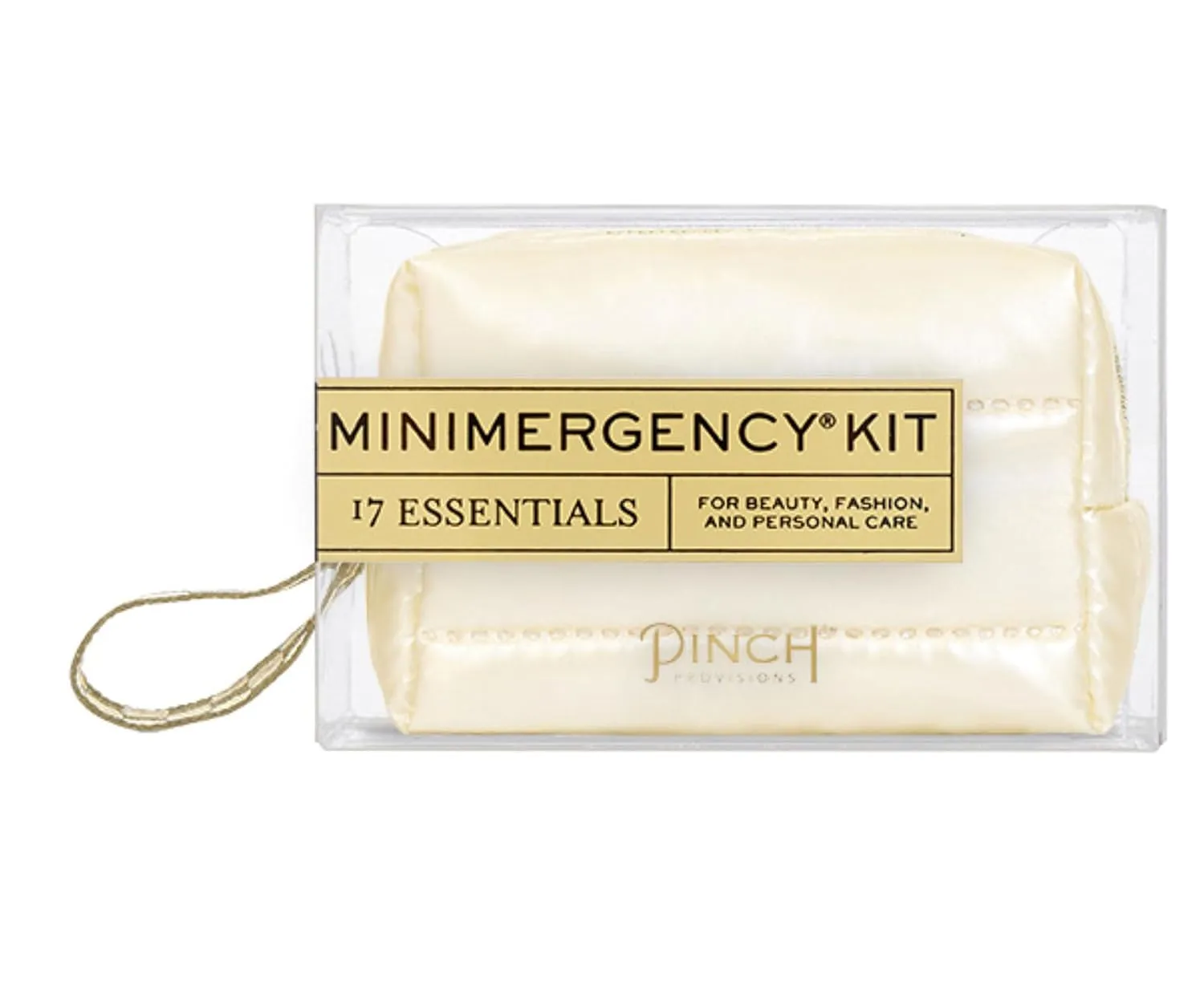 Pinch Provisions Ivory Puffer Minimergency Kit, Includes 17 Travel-Sized Cosmetic Essentials, Convenient for Purses, Emergency Beauty Accessories, Gifts for Holiday’s & Birthday’s