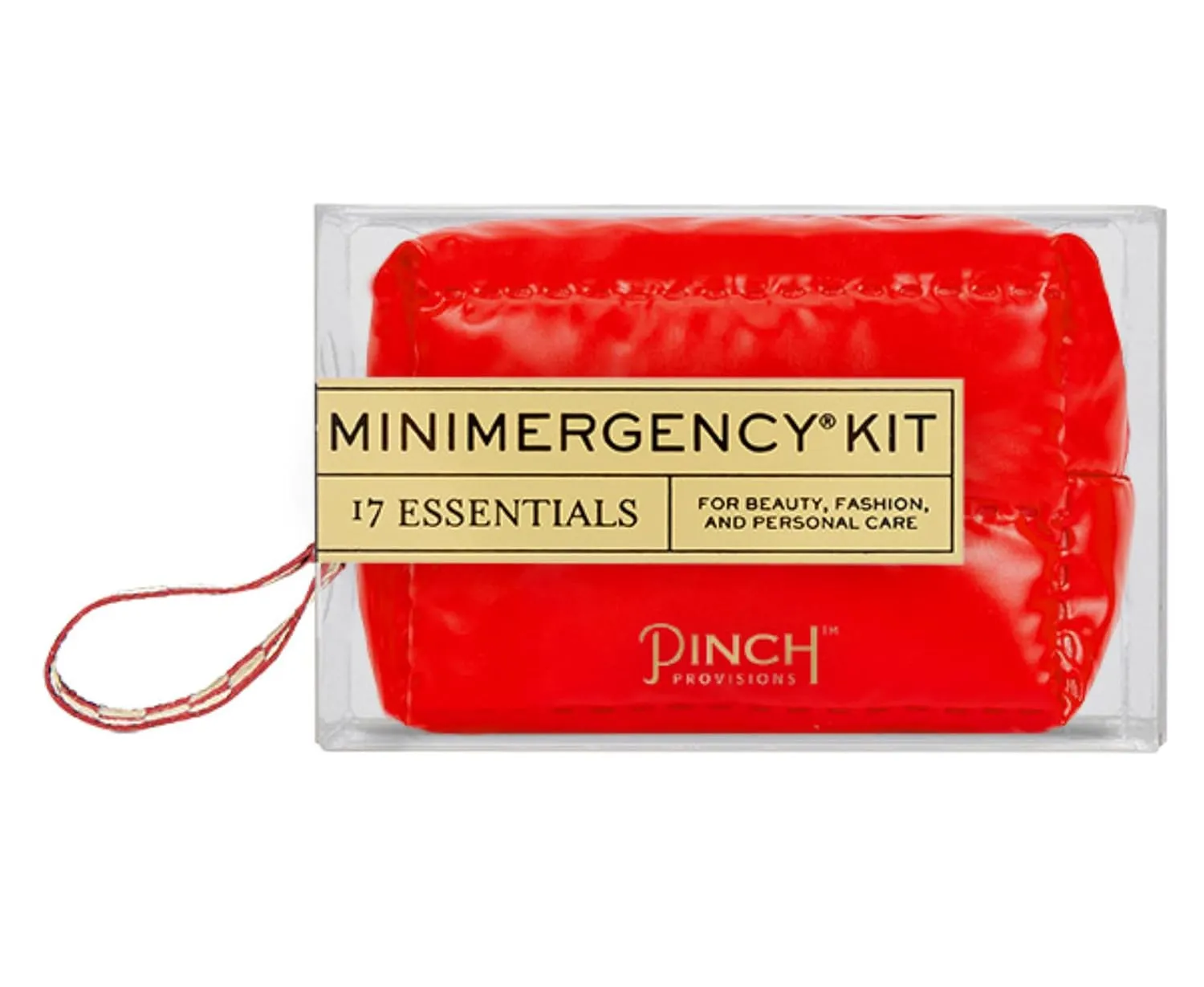 Pinch Provisions Red Puffer Minimergency Kit, Includes 17 Travel-Sized Cosmetic Essentials, Convenient for Purses, Emergency Beauty Accessories, Gifts for Holiday’s & Birthday’s