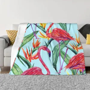 Pink Flamingo 60"X50" Flannel Blanket - 100% Soft Polyester, Lightweight and Warm, Suitable for Families, Camping, Travel