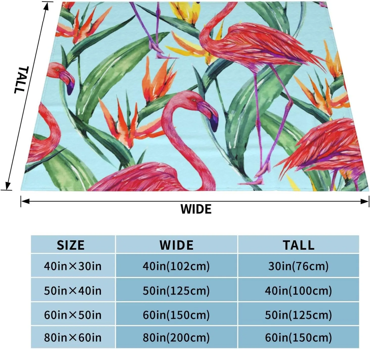 Pink Flamingo 60"X50" Flannel Blanket - 100% Soft Polyester, Lightweight and Warm, Suitable for Families, Camping, Travel