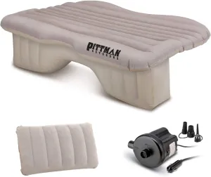 Pittman Outdoors AirBedz Backseat Heavy Duty PVC Air Mattress with Portable DC Air Pump, Mid-Size, Tan