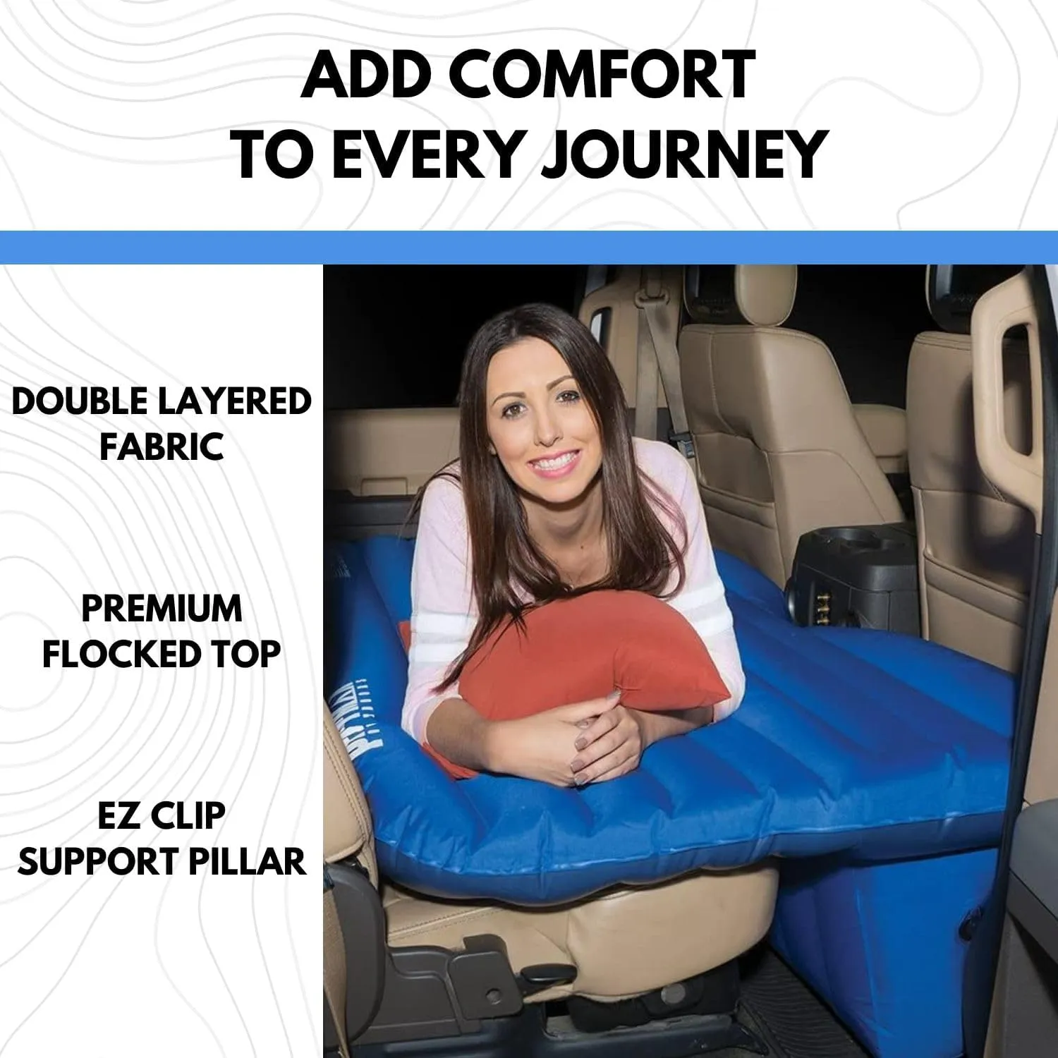 Pittman Outdoors AirBedz PPI-BLU-TRKMAT Inflatable Fabric Rear Seat Truck Air Bed Mattress | 5 Feet in Length | Fits Full-Sized Trucks and SUV's, Blue
