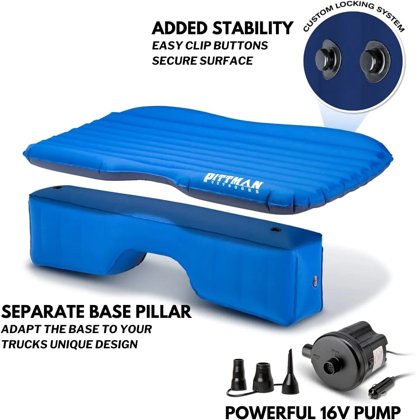 Pittman Outdoors AirBedz PPI-BLU-TRKMAT Inflatable Fabric Rear Seat Truck Air Bed Mattress | 5 Feet in Length | Fits Full-Sized Trucks and SUV's, Blue