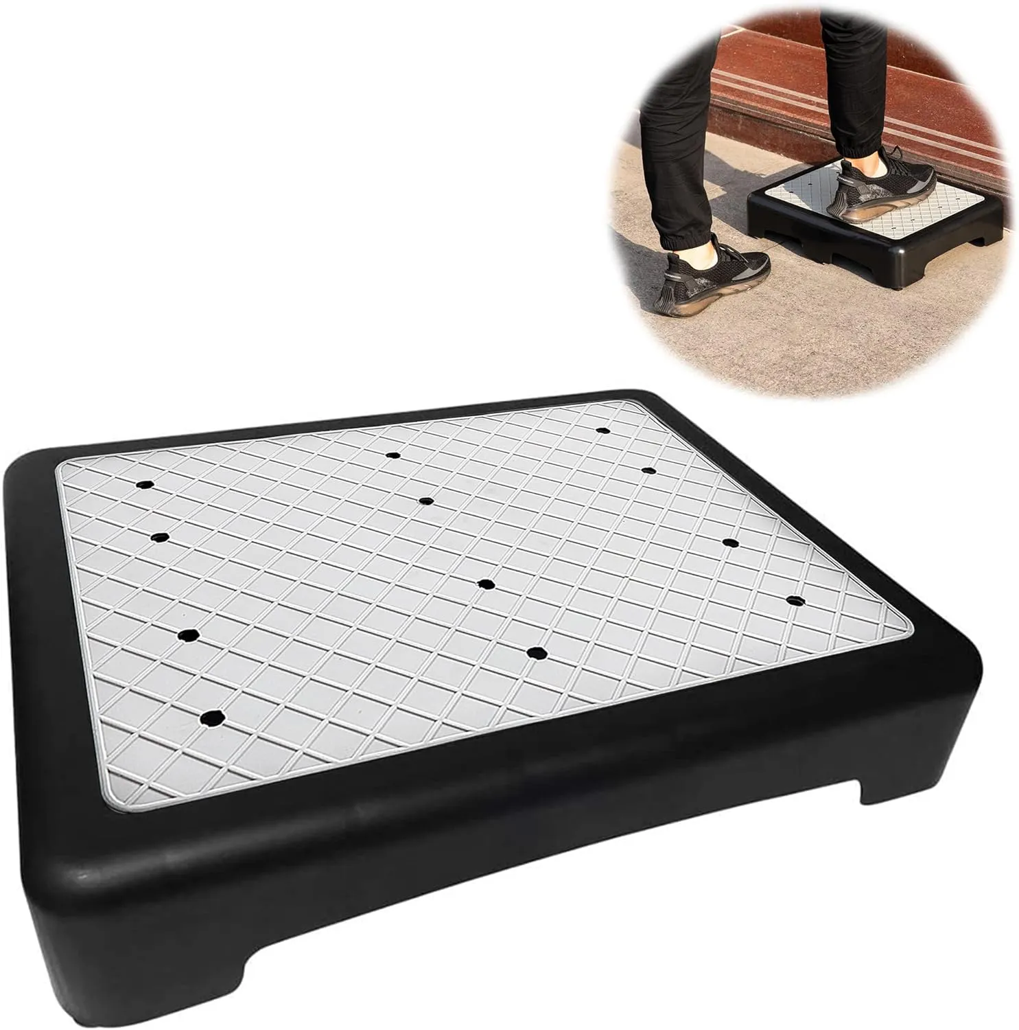 Platform Step Stool Bed Step Non-Slip Rubber Stair Riser Portable Anti-Fall Safety Platform for Elderly and Adults