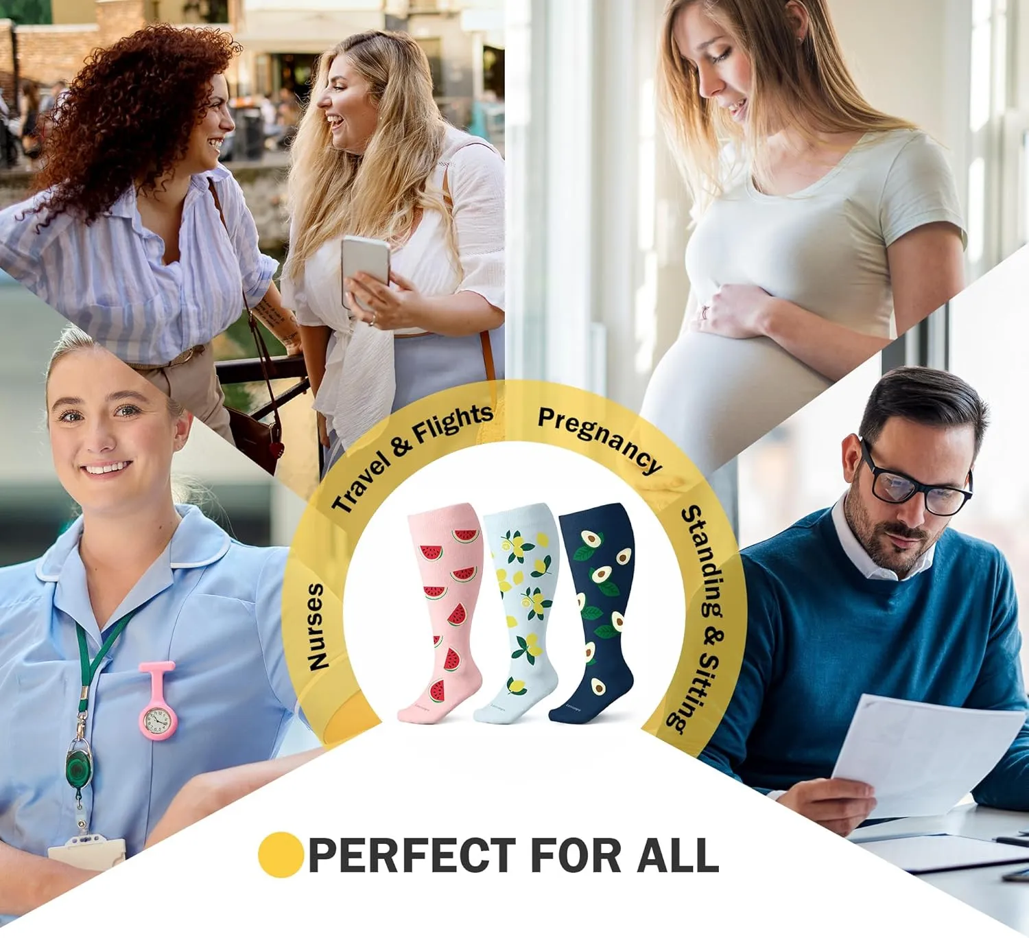 Plus Size Compression Socks for Women Men Wide Calf 15-20 mmHg Knee High Extra Large for Nurses Pregnant Travel