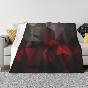 Polygonal, Black and Red 60"X50" Flannel Blanket - 100% Soft Polyester, Lightweight and Warm, Suitable for Families, Camping, Travel