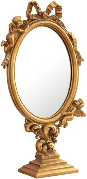 POPETPOP Vintage Angel Mirror for Makeup Stand Simple Design Women's Table Mirror Home Decor High Definition Reflective Surface