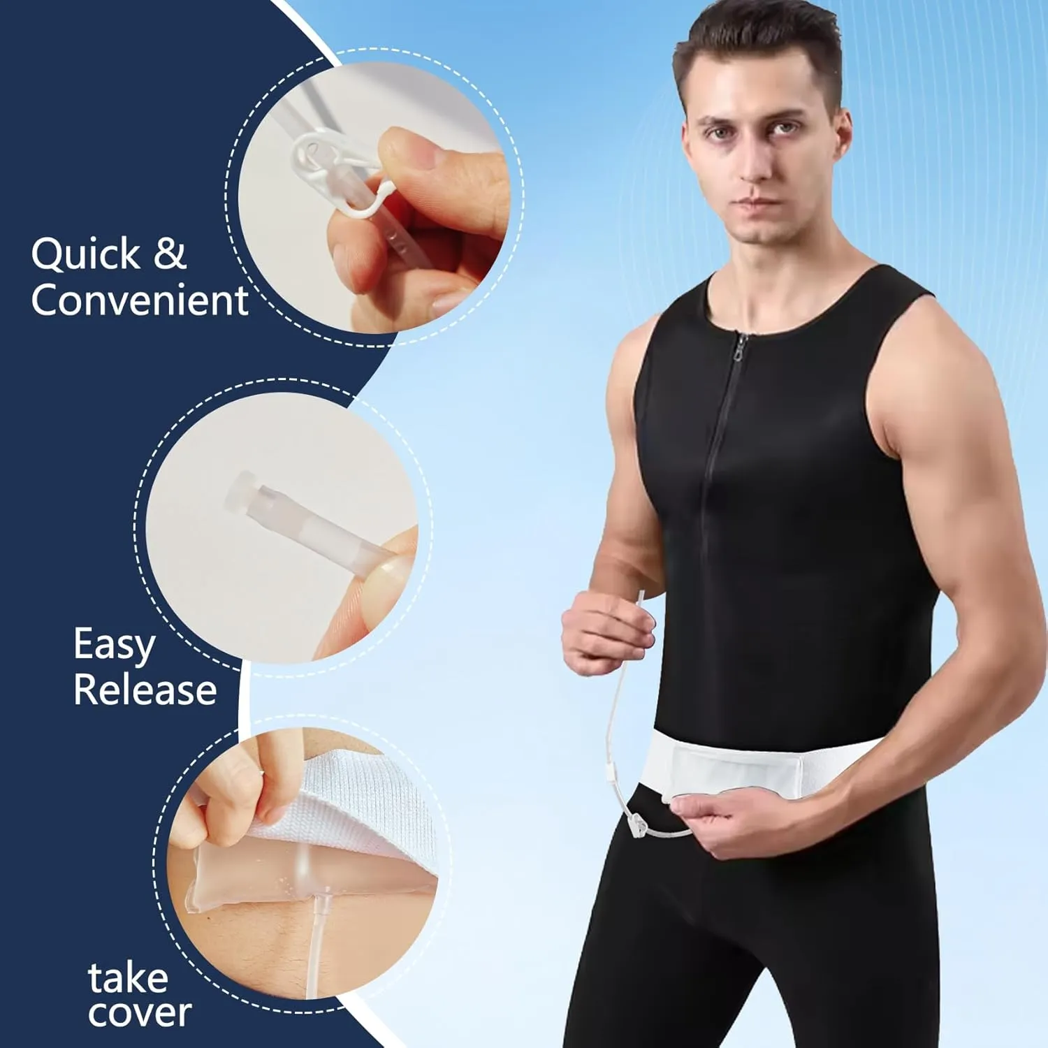 Portable 4oz Concealed Urine Test Kit – Comfortable 43'' Storage Belt for Tests, Travel, and Emergencies (White, Long)
