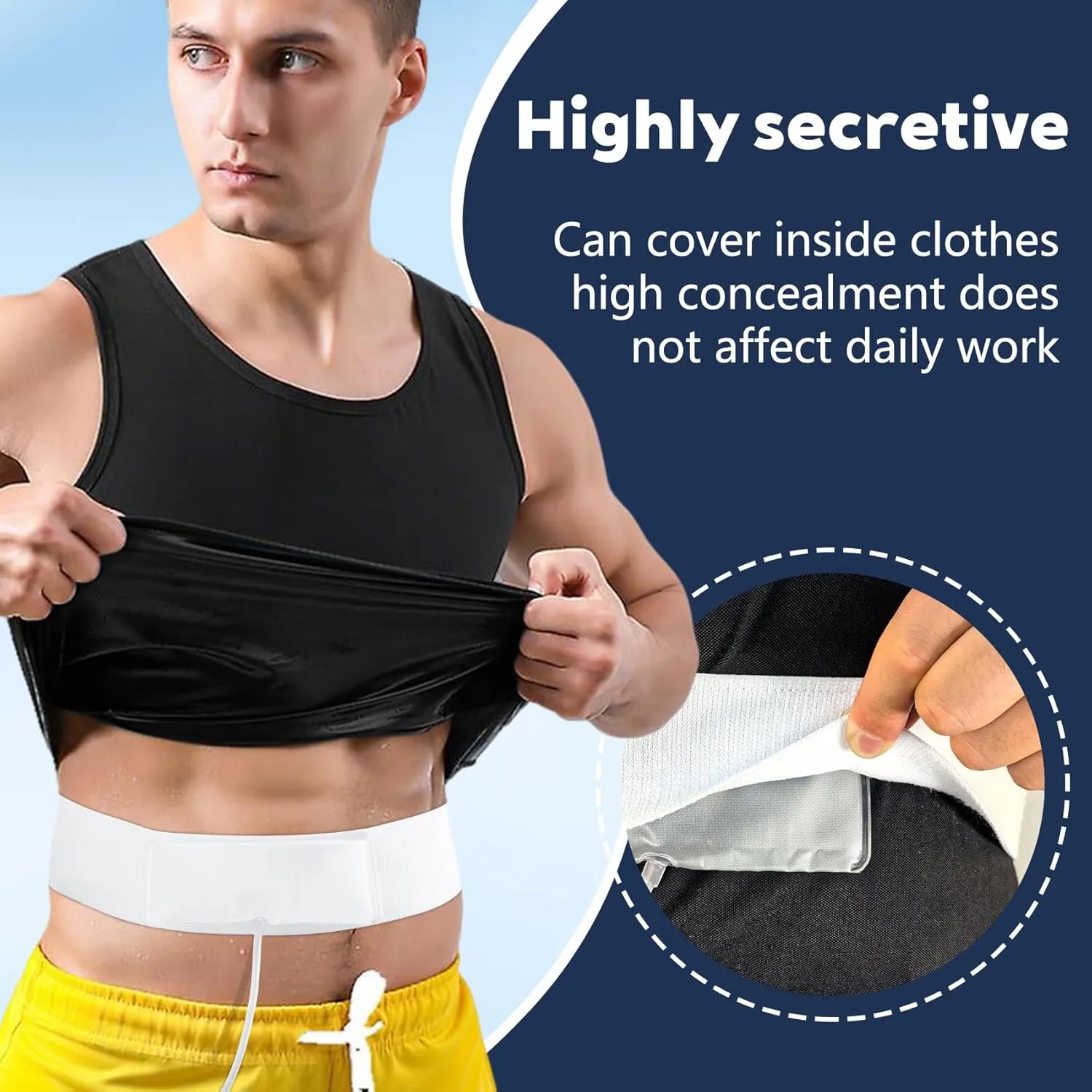 Portable 4oz Concealed Urine Test Kit – Comfortable 43'' Storage Belt for Tests, Travel, and Emergencies (White, Long)