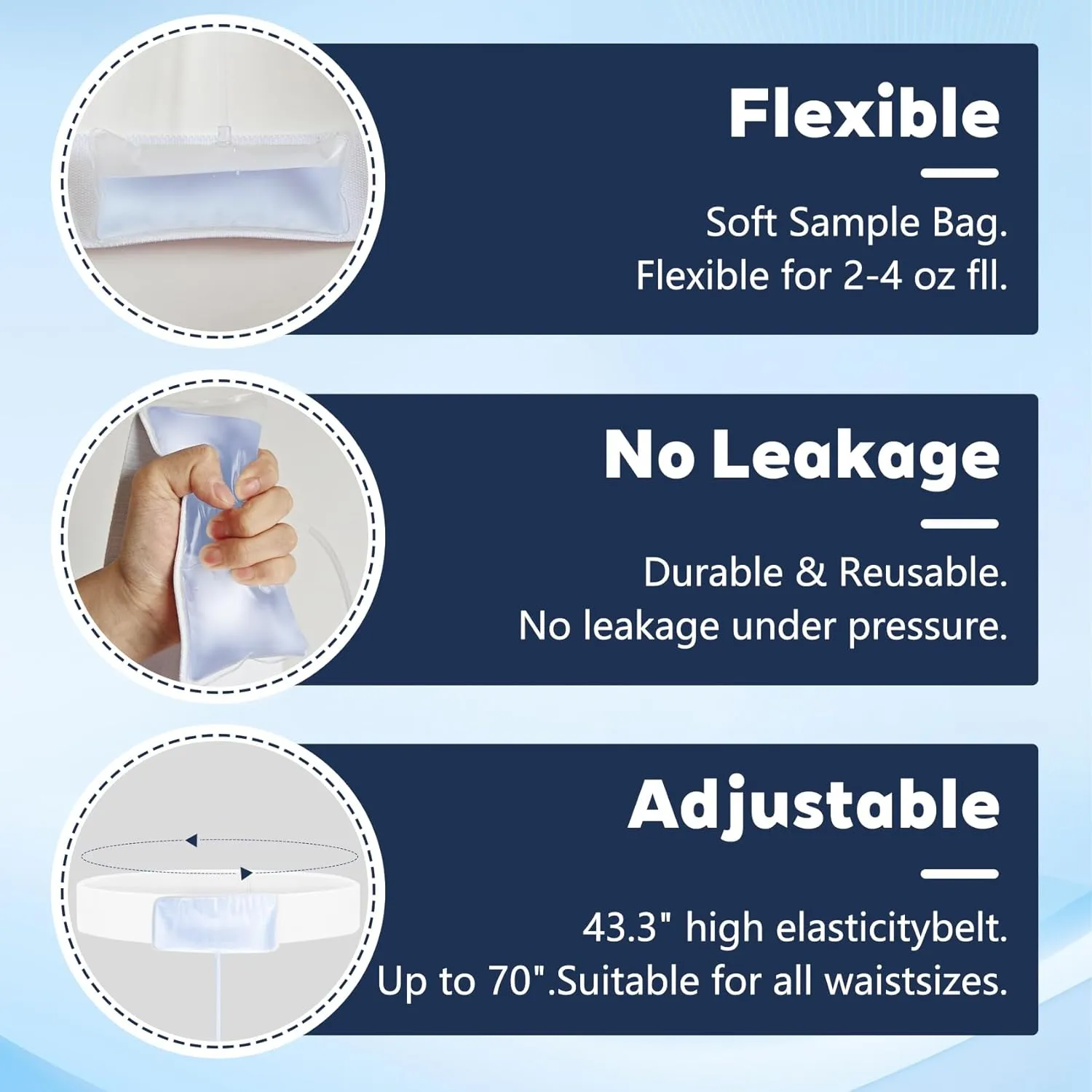 Portable 4oz Concealed Urine Test Kit – Comfortable 43'' Storage Belt for Tests, Travel, and Emergencies (White, Long)