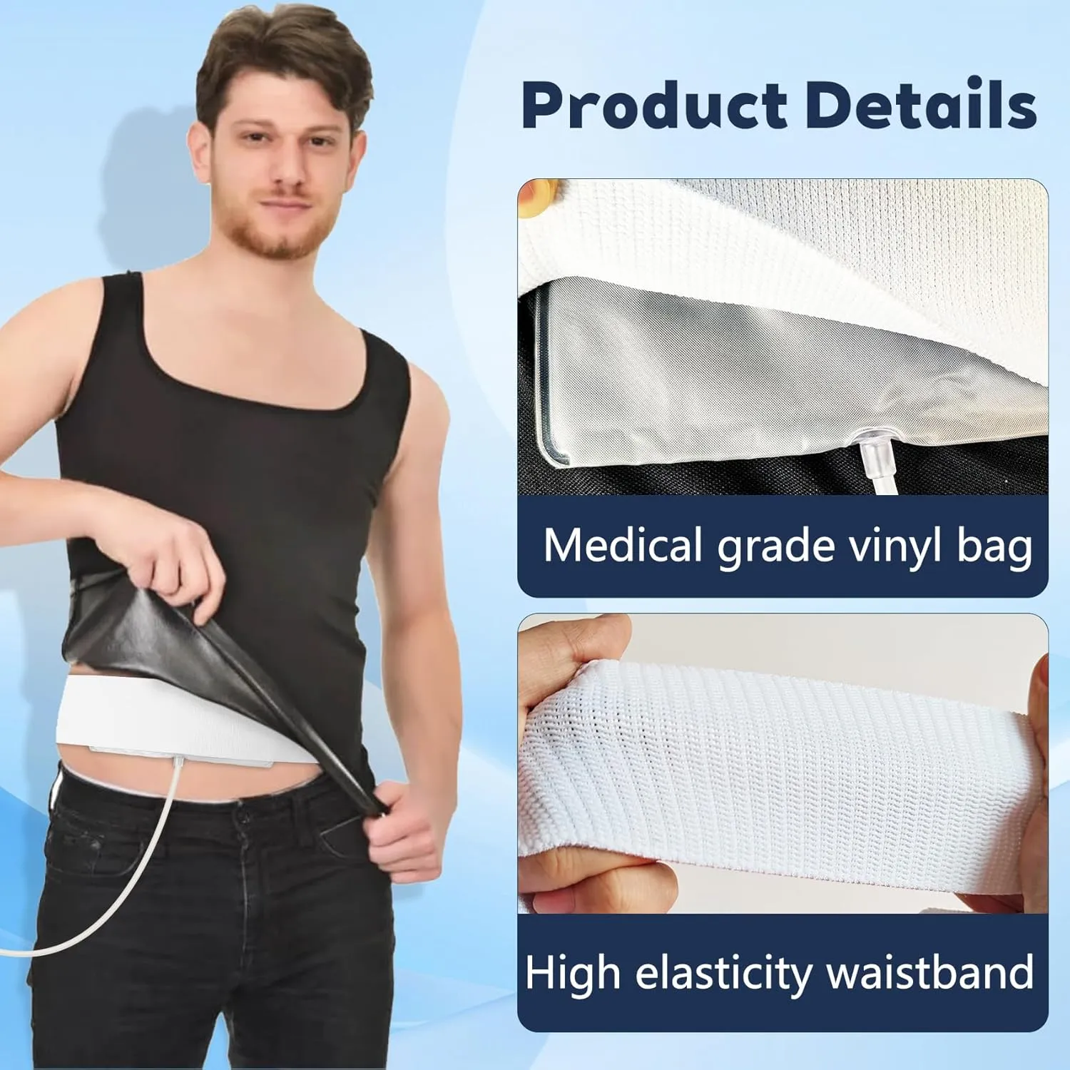 Portable 4oz Concealed Urine Test Kit – Comfortable 43'' Storage Belt for Tests, Travel, and Emergencies (White, Long)