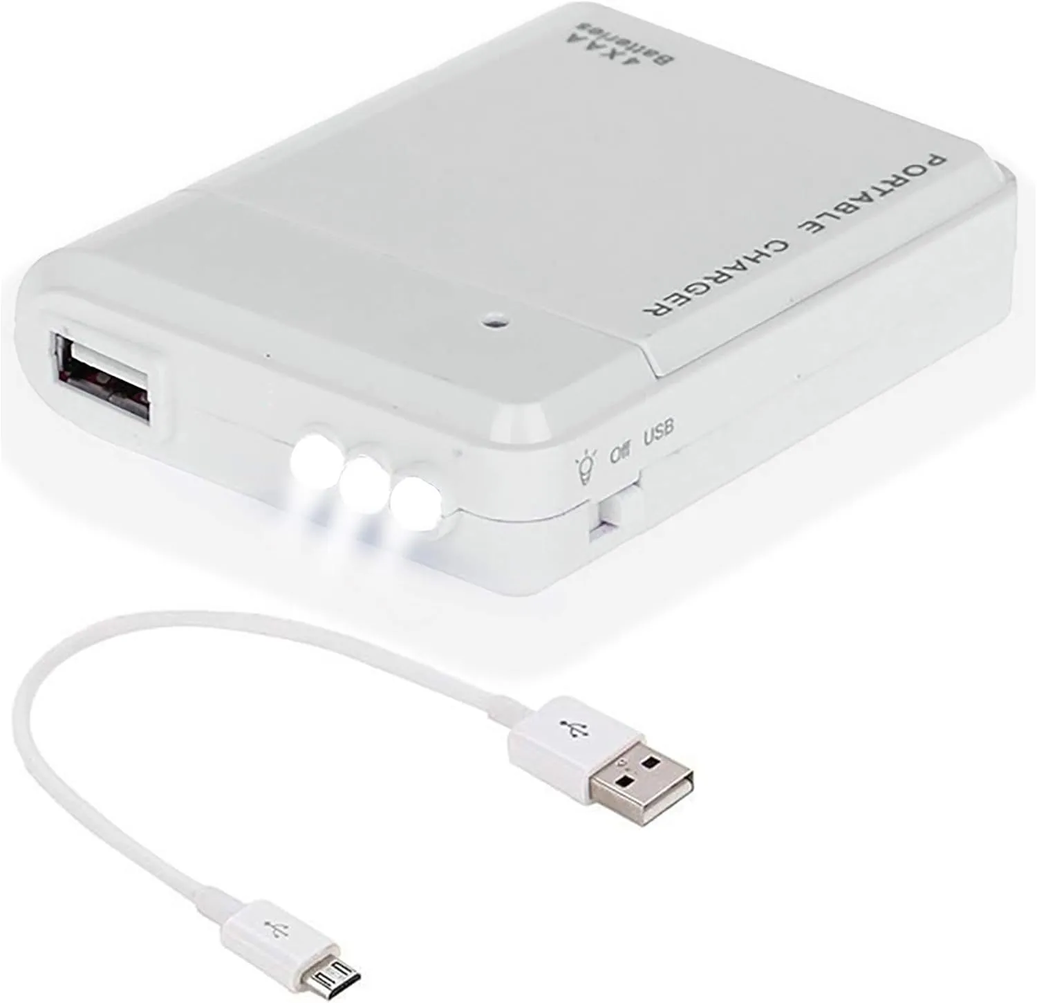 Portable AA Battery Travel Charger for Oppo Mirror 5s and Emergency Re-Charger with LED Light! (Takes 4 AA Batteries) [White]