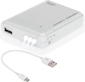 Portable AA Battery Travel Charger for Oppo Mirror 5s and Emergency Re-Charger with LED Light! (Takes 4 AA Batteries) [White]
