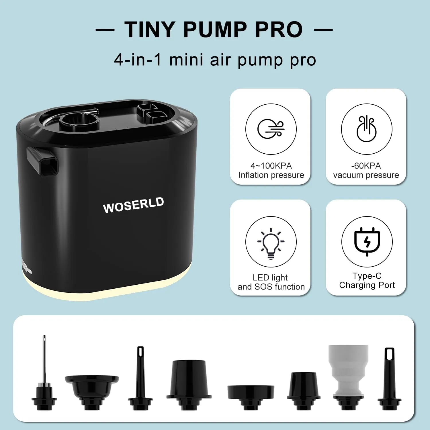 Portable Air Pump for Inflatables,Mini Wireless Rechargeable air Pump,Inflatable/Vacuum,Camping Light,Suitable for Camping Equipment,air Mattress Pump,Swimming Ring,Vacuum Storage Bags