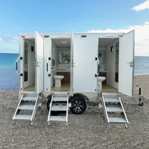 Portable Bathroom Trailer, Camping Toilet Trailer Portable Restroom for Adults 3 Station Mobile Restroom Trailer Deposit