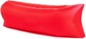 Portable Bean Bag Inflatable Sofa Couch Bed, Leakage - Prevention Lounger for Travel Camping, Polyester Fiber   PE Material (Red)