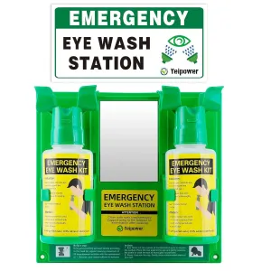 Portable Eyewash Station OSHA-Approved - Upgraded Emergency Eye Wash Bottles Flush Kit Clean Both Eyes Simultaneously Wall Mounted 16oz （No Solution）