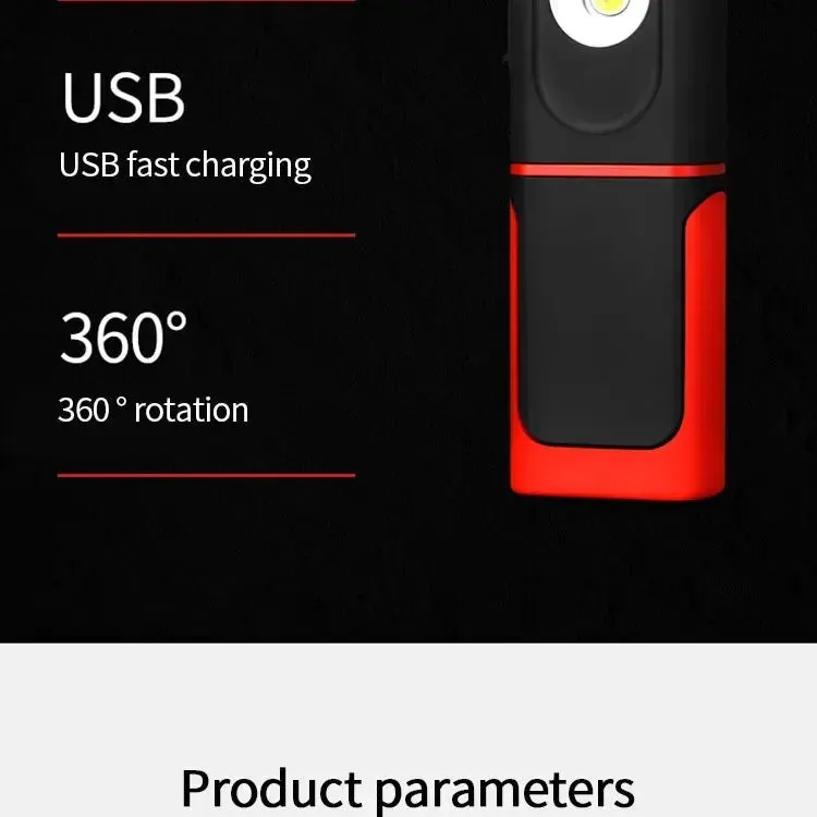 Portable USB Rechargeable Magnetic COB LED Work Light Hanging Lamp with Battery - Camping Torch