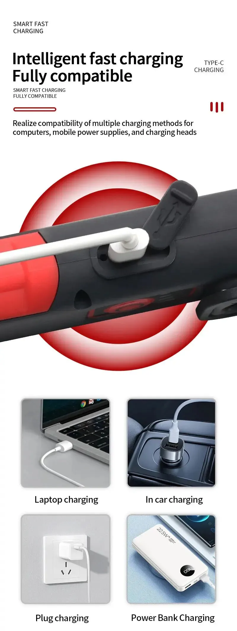 Portable USB Rechargeable Magnetic COB LED Work Light Hanging Lamp with Battery - Camping Torch