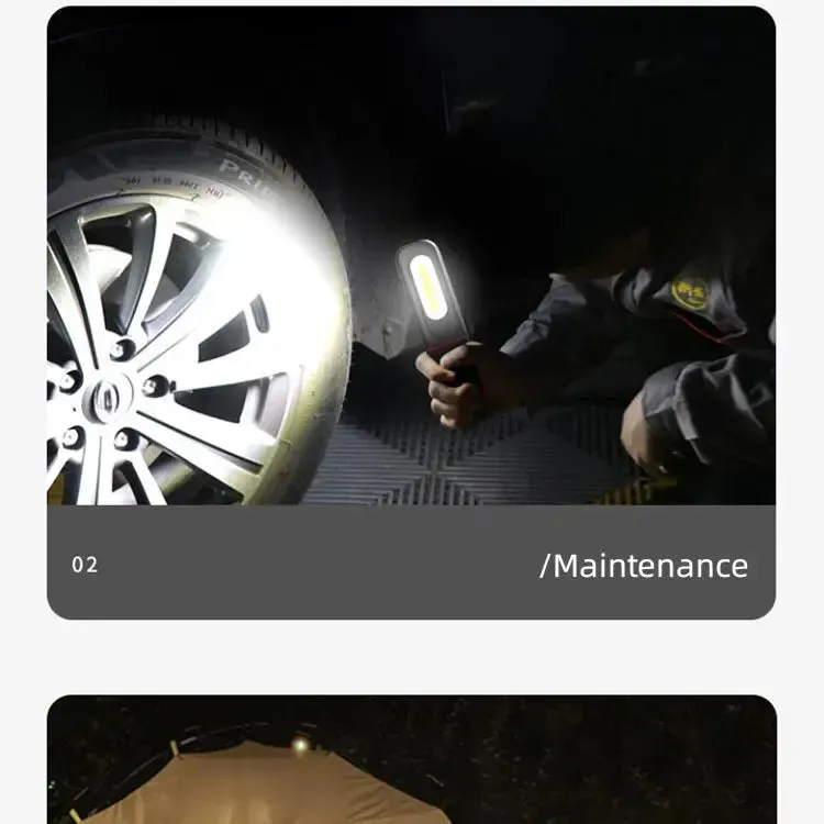 Portable USB Rechargeable Magnetic COB LED Work Light Hanging Lamp with Battery - Camping Torch