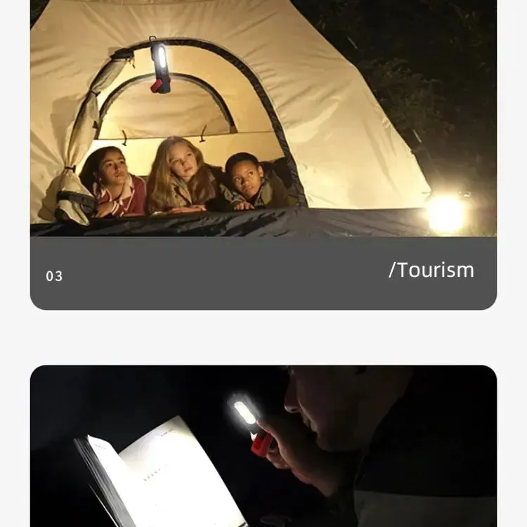 Portable USB Rechargeable Magnetic COB LED Work Light Hanging Lamp with Battery - Camping Torch