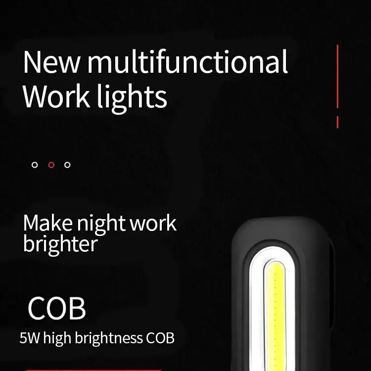 Portable USB Rechargeable Magnetic COB LED Work Light Hanging Lamp with Battery - Camping Torch
