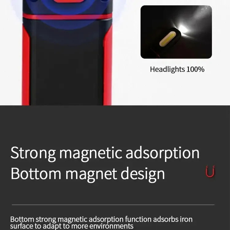 Portable USB Rechargeable Magnetic COB LED Work Light Hanging Lamp with Battery - Camping Torch