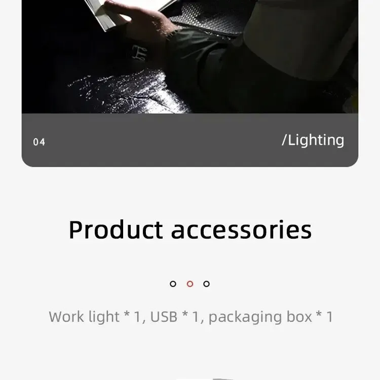 Portable USB Rechargeable Magnetic COB LED Work Light Hanging Lamp with Battery - Camping Torch