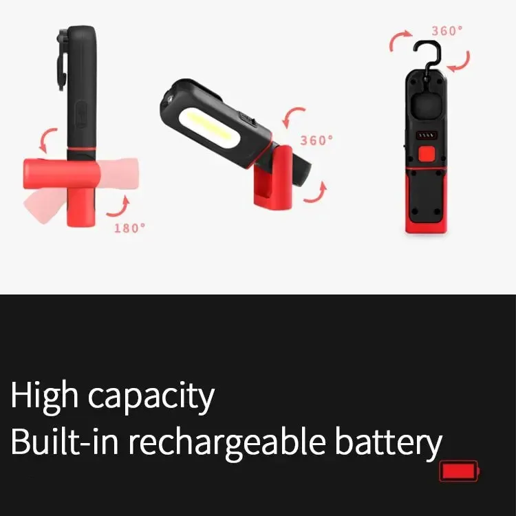 Portable USB Rechargeable Magnetic COB LED Work Light Hanging Lamp with Battery - Camping Torch
