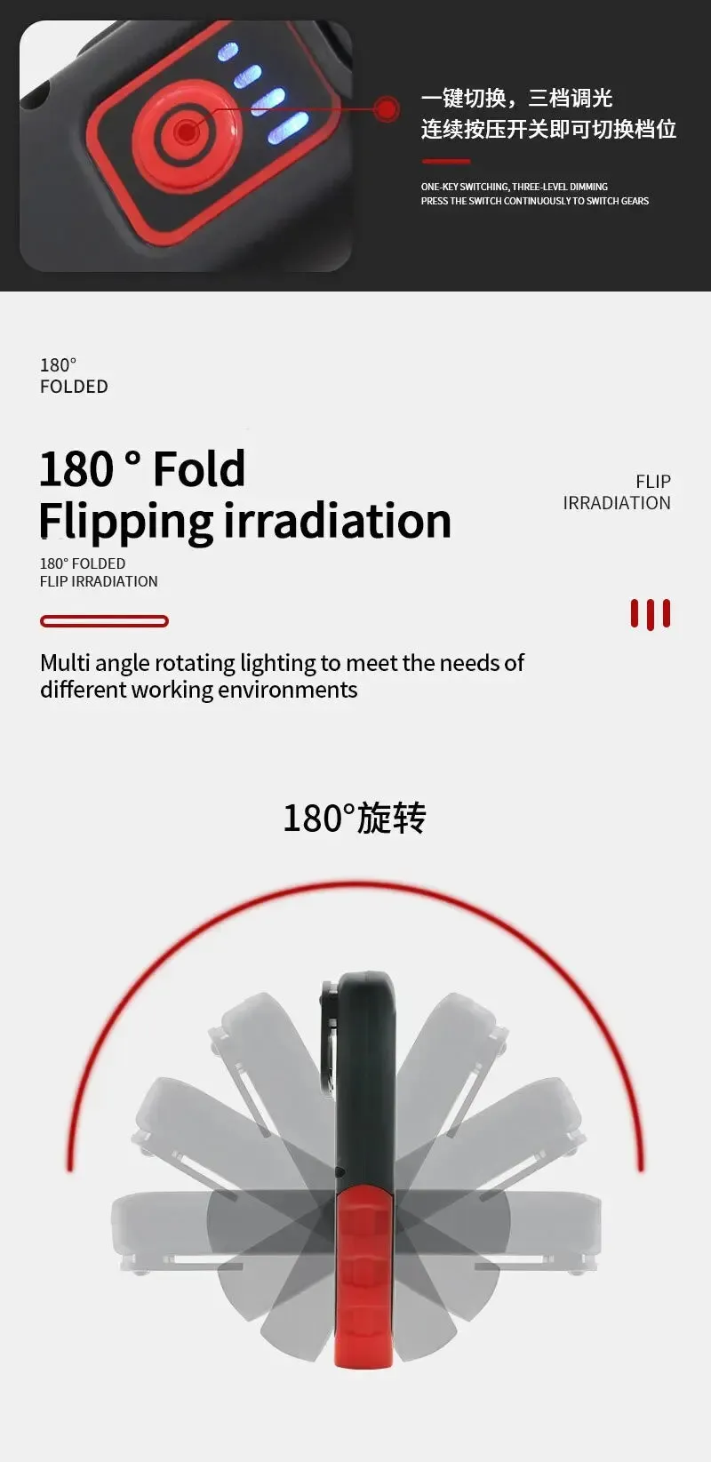 Portable USB Rechargeable Magnetic COB LED Work Light Hanging Lamp with Battery - Camping Torch