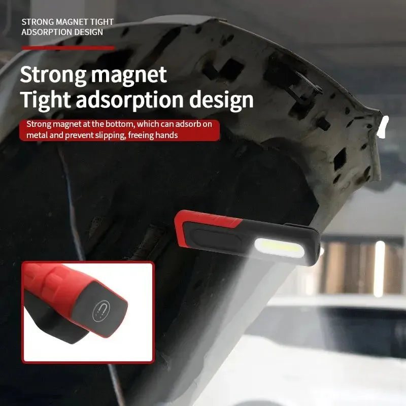 Portable USB Rechargeable Magnetic COB LED Work Light Hanging Lamp with Battery - Camping Torch