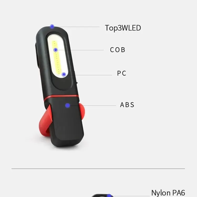 Portable USB Rechargeable Magnetic COB LED Work Light Hanging Lamp with Battery - Camping Torch