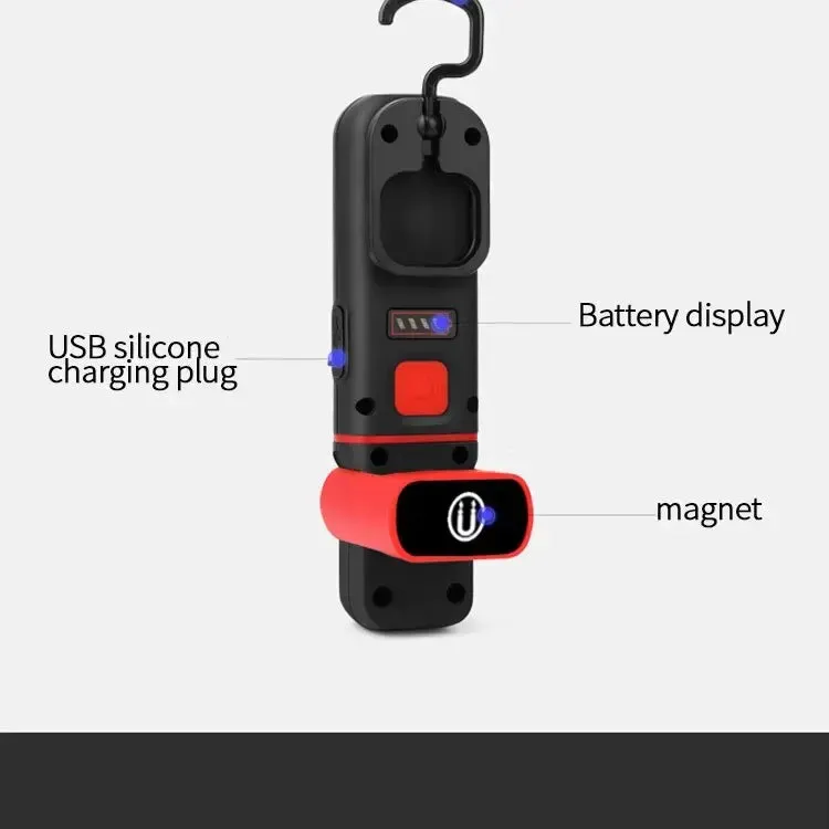 Portable USB Rechargeable Magnetic COB LED Work Light Hanging Lamp with Battery - Camping Torch