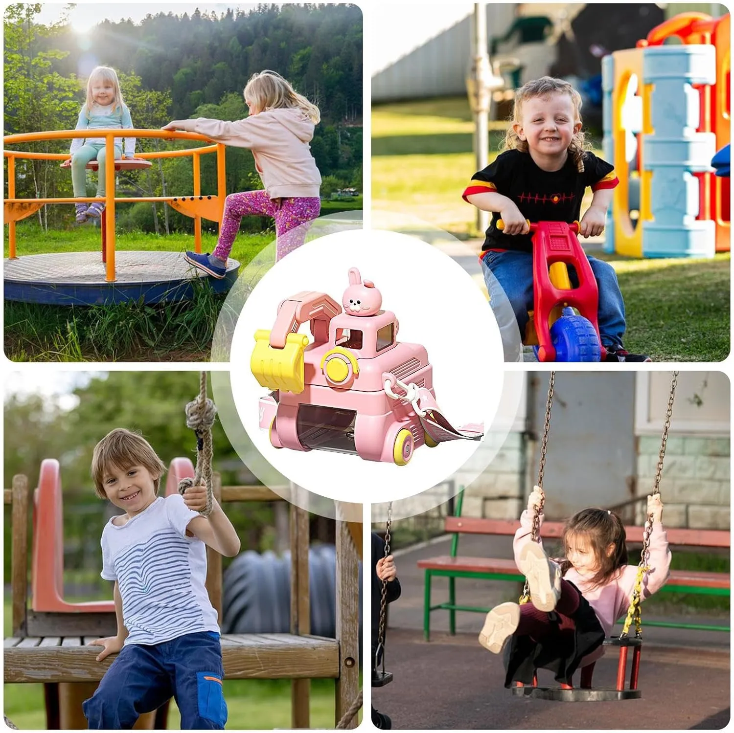 Portable Water Bottles | Excavator Shape Children Water Cup - Strap and Straw Attached Funny Hydration Drinkware for Camping, School, Commuting, Hiking, Picnic