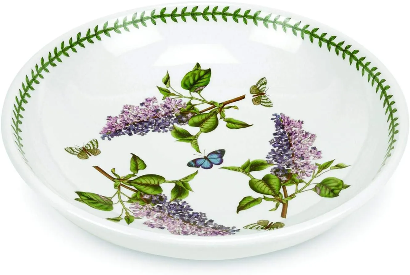 Portmeirion Botanic Garden 13" Pasta Serving Bowl - Lilac Motif, Fine Earthenware, Chip-Resistant - Dishwasher, Microwave, Freezer, Oven Safe - Made in England