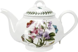 Portmeirion Botanic Garden 32oz Teapot - Sweet Pea Motif, Fine Earthenware, Chip-Resistant Glaze, Dishwasher & Microwave Safe, Made in England - Ideal for Afternoon Tea & Brunch