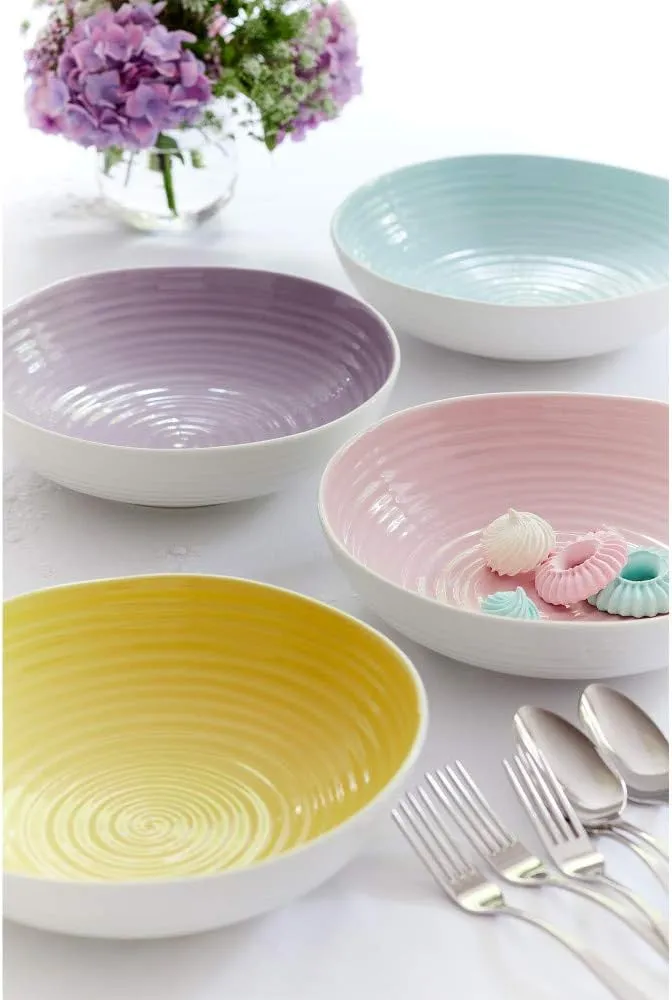Portmeirion Sophie Conran Celadon Pasta Bowl | Set of 4 | Large Serving Bowls for Soup or Salad | 9 Inch | Made from Fine Porcelain | Microwave and Dishwasher Safe