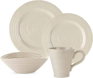 Portmeirion Sophie Conran Pebble 4 Piece Place Setting | Dinner Plate, Salad Plate, Cereal Bowl, and Mug | Made from Porcelain | Microwave and Dishwasher Safe