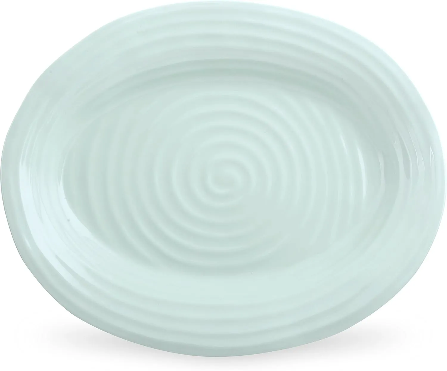 Portmeirion Sophie Conran Platter | 14.5" Celadon Oval Serving Tray | Made from Porcelain | Dishwasher and Microwave Safe | Perfect Kitchenware Addition for Appetizers, Snacks, and Sandwiches