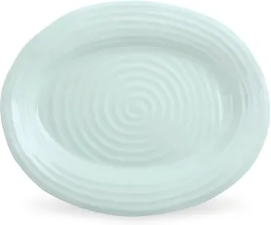 Portmeirion Sophie Conran Platter | 14.5" Celadon Oval Serving Tray | Made from Porcelain | Dishwasher and Microwave Safe | Perfect Kitchenware Addition for Appetizers, Snacks, and Sandwiches
