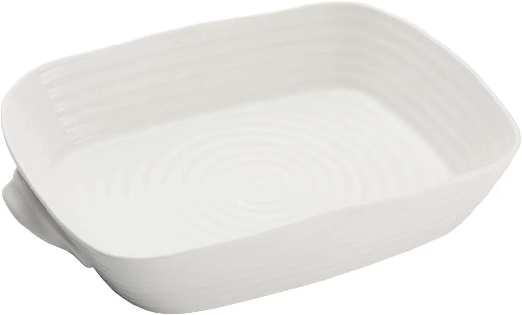 Portmeirion Sophie Conran Rectangular Handled Roasting Dish, 13" x 9.5" Casserole Dish for Oven, Dishwasher, Microwave, Freezer Safe, Porcelain Cookware, Ideal for Everyday & Holiday Baking