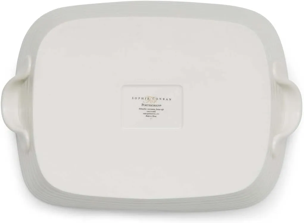 Portmeirion Sophie Conran Rectangular Handled Roasting Dish, 13" x 9.5" Casserole Dish for Oven, Dishwasher, Microwave, Freezer Safe, Porcelain Cookware, Ideal for Everyday & Holiday Baking