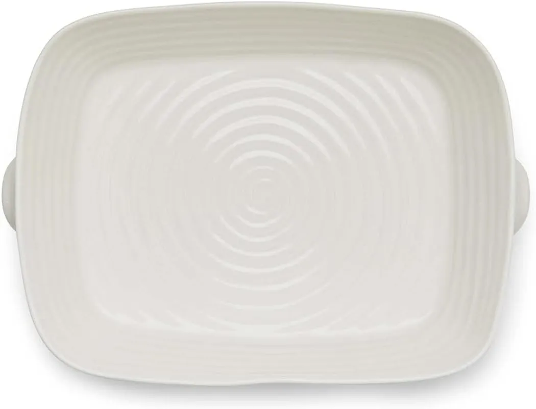 Portmeirion Sophie Conran Rectangular Handled Roasting Dish, 13" x 9.5" Casserole Dish for Oven, Dishwasher, Microwave, Freezer Safe, Porcelain Cookware, Ideal for Everyday & Holiday Baking