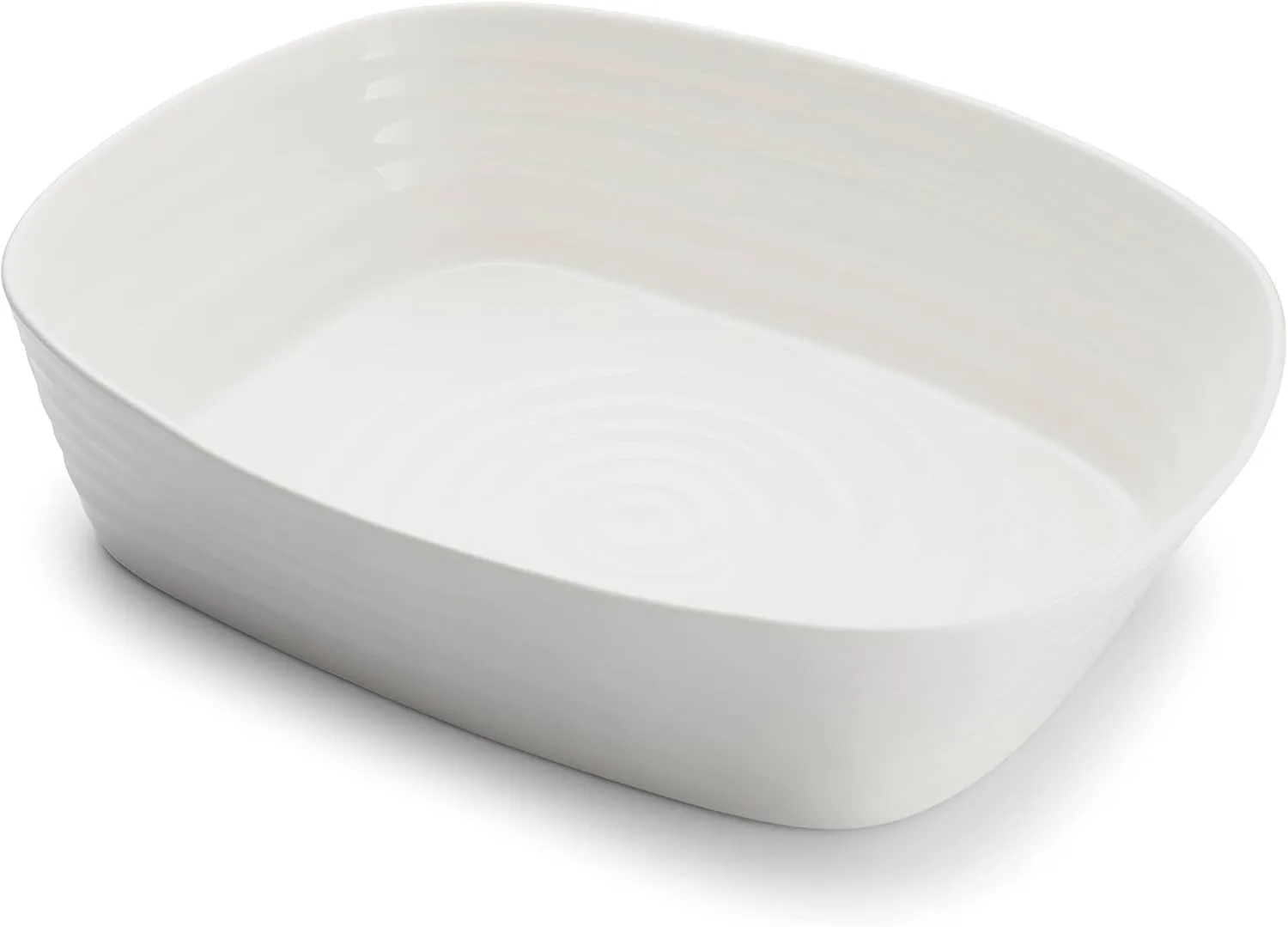 Portmeirion Sophie Conran Rectangular Lasagna Pan, 11.5" x 9.5" Porcelain Casserole Dish, Durable Cookware for Oven, Microwave, Freezer, Dishwasher Safe, Ideal for Cooking, Baking, Serving (White)