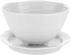 Portmeirion Sophie Conran White Berry Bowl and Stand | 5.5 Inch Fruit Bowl for Berries, Dessert, or Candy | Mini Serving Dish for Kitchen Counter | Made from Fine Porcelain