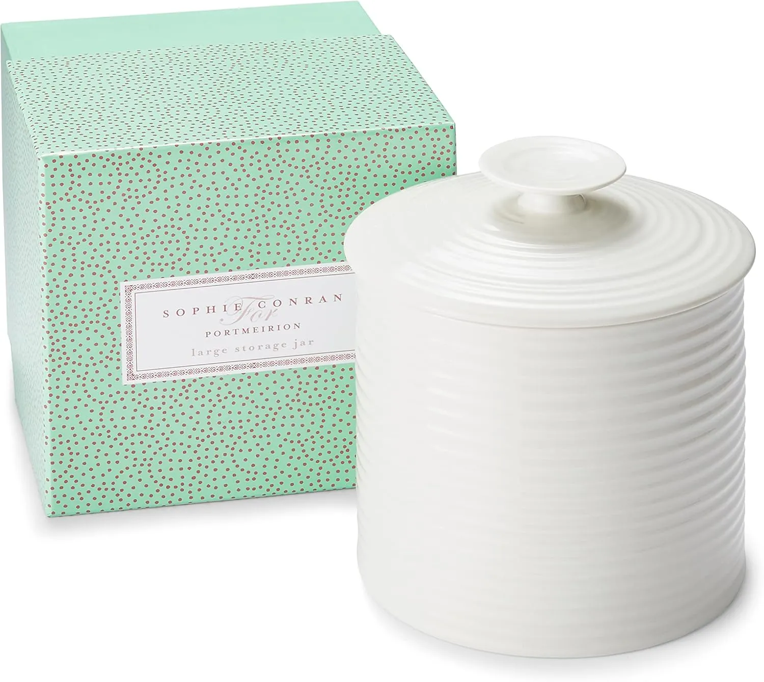Portmeirion Sophie Conran White Large Canister | 80 Ounce Food Storage Container with Lid | Porcelain Canister for Pantry, Home, and Kitchen Countertop