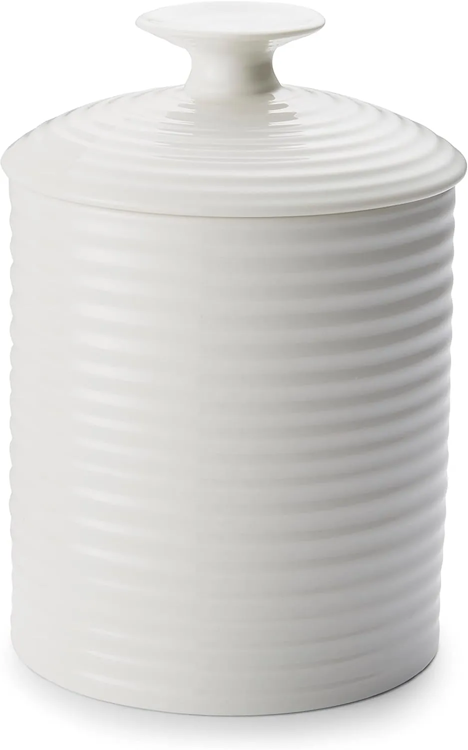 Portmeirion Sophie Conran White Medium Canister | 40 Oz Food Storage Container with Lid | Porcelain Canister for Pantry, Home, and Kitchen Countertop