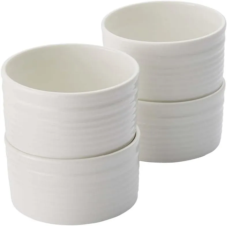 Portmeirion Sophie Conran White Ramekins | Set of 4 | 7 Oz Oven Safe Ramekins for Crème Brulee, Souffle, Custard | Made from Fine Porcelain | Dishwasher and Microwave Safe