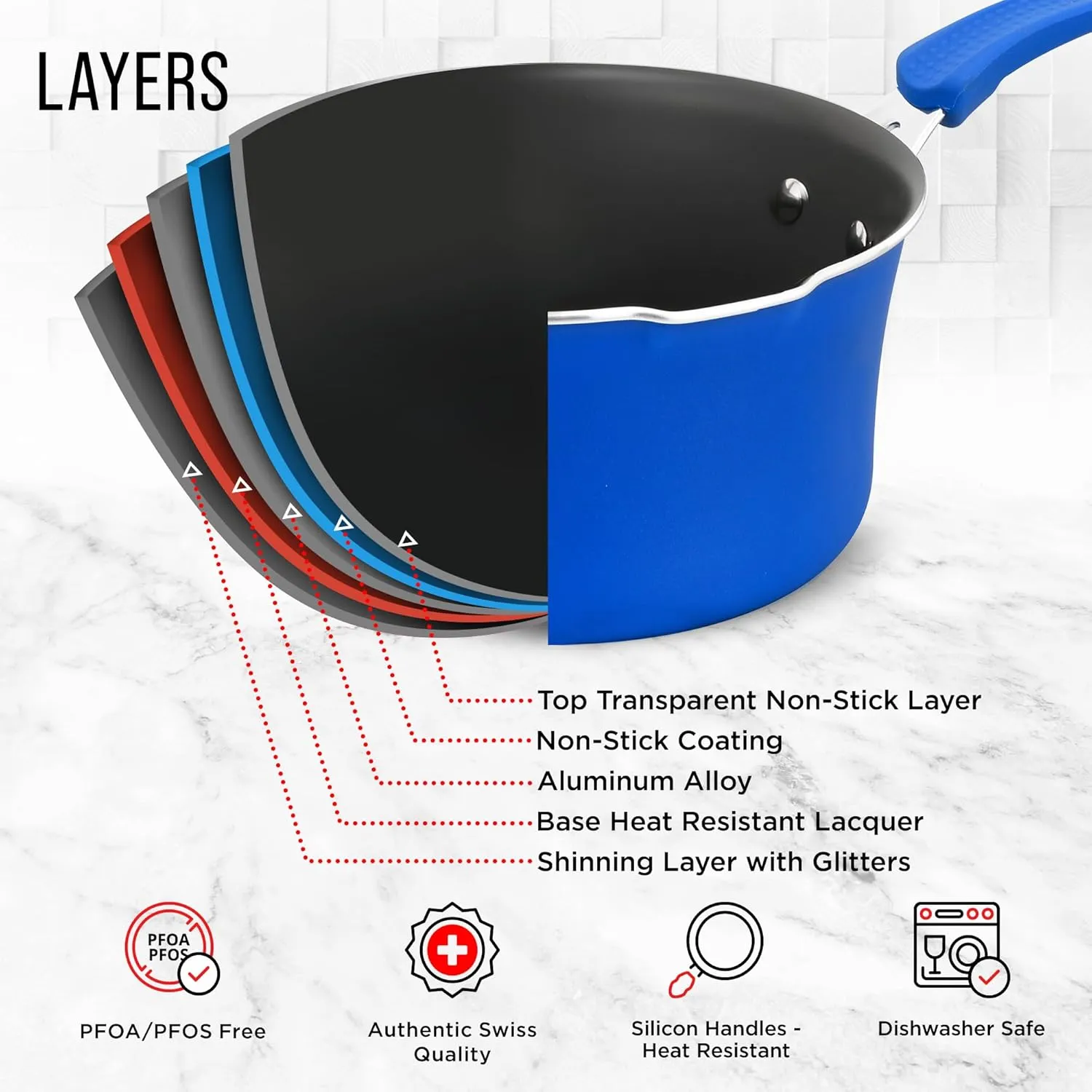 Pots and Pans Set Non Stick Ceramic, 23-Piece Cookware & Bakeware Sets with Plaid Pattern, Stackable Design, Dishwasher Safe, Stain-resistant, Oven & All-Stove Safe, Tempered Glass Lid, Blue
